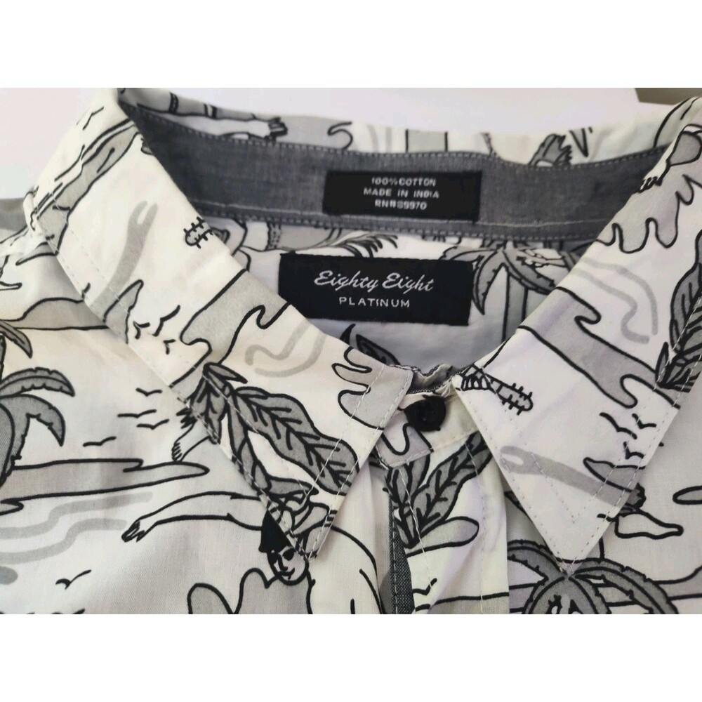 Men's XL Hawaiian Palm Trees Beach Surf Hula Summer Short Sleeve Shirt - Picture 6 of 8